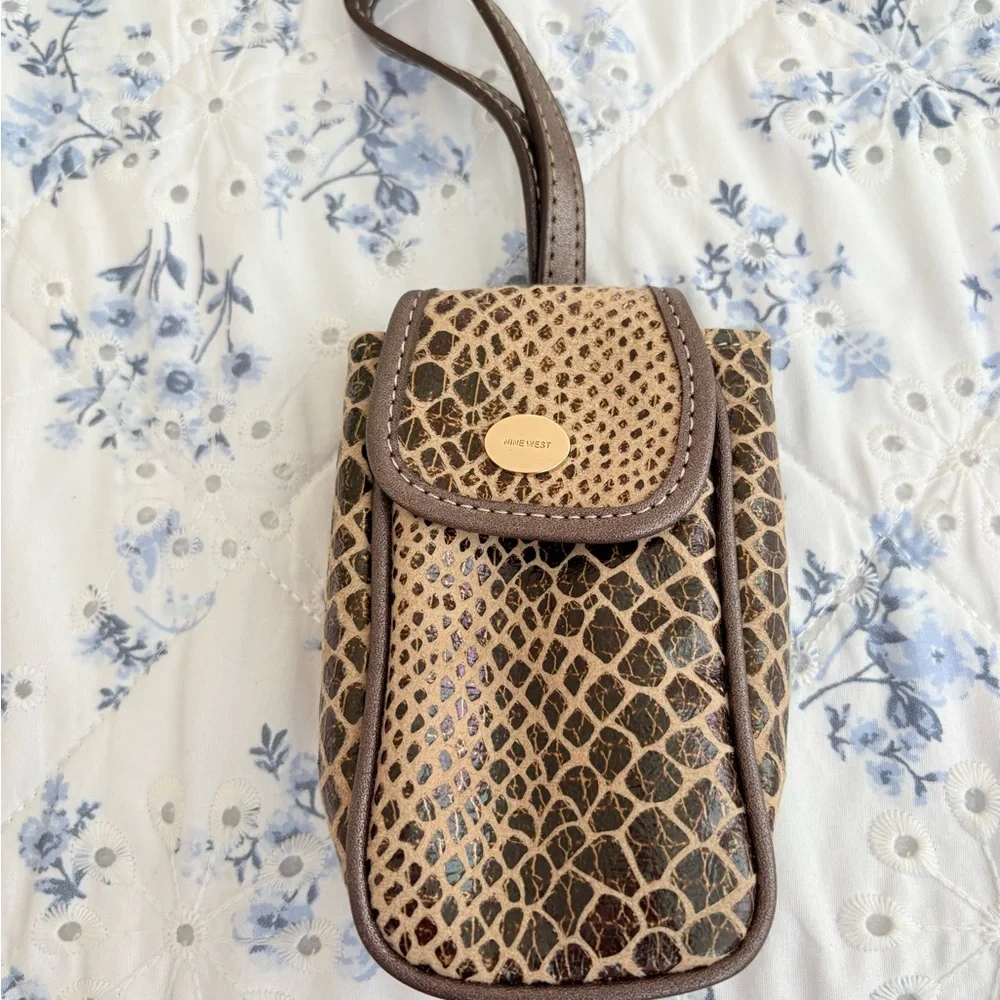Nine West Snake-Print Phone Pouch with Strap